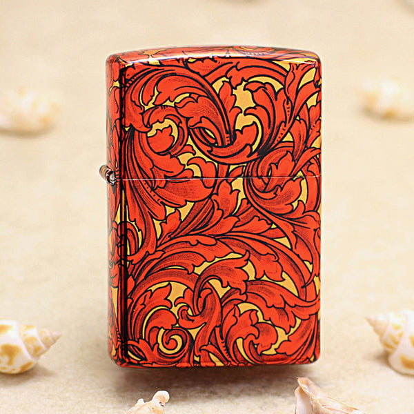 Zippo Crimson and Gold Hue Decorated Large Arabesque Pattern - CS08