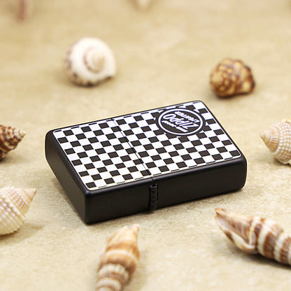 Zippo Retro Flat Top Obsidian & White Checkerboard Version - KR13