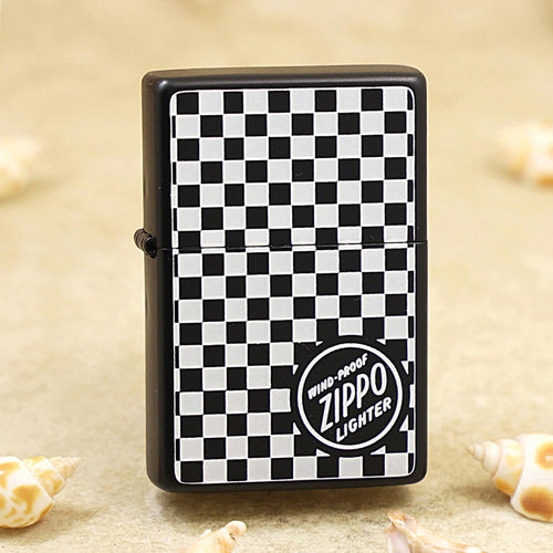 Zippo Retro Flat Top Obsidian & White Checkerboard Version - KR13