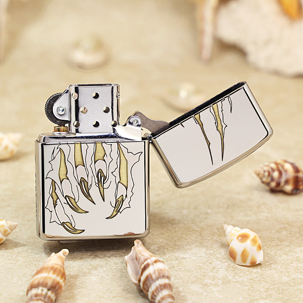 Zippo Argent Intricate Engraved Ferocious Tiger Head in Waves - SC31