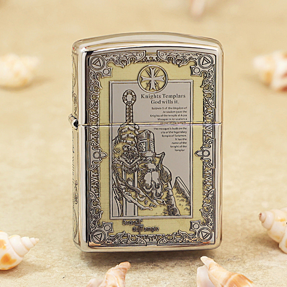 Zippo Argent Intricate Engraved Knights Templar Declaration - SC09