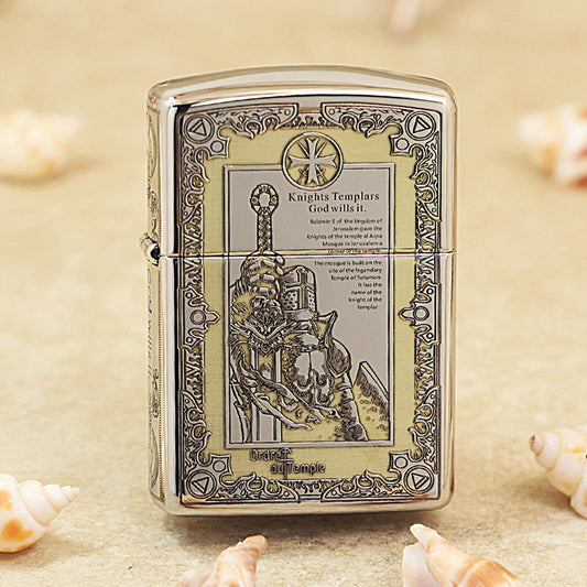 Zippo Argent Intricate Engraved Knights Templar Declaration - SC09