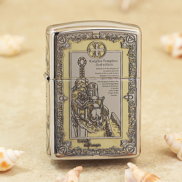 Zippo Argent Intricate Engraved Knights Templar Declaration - SC09