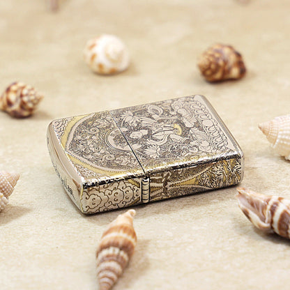 Zippo Argent Intricate Engraved White Tara Bodhisattva on Lotus - SC28