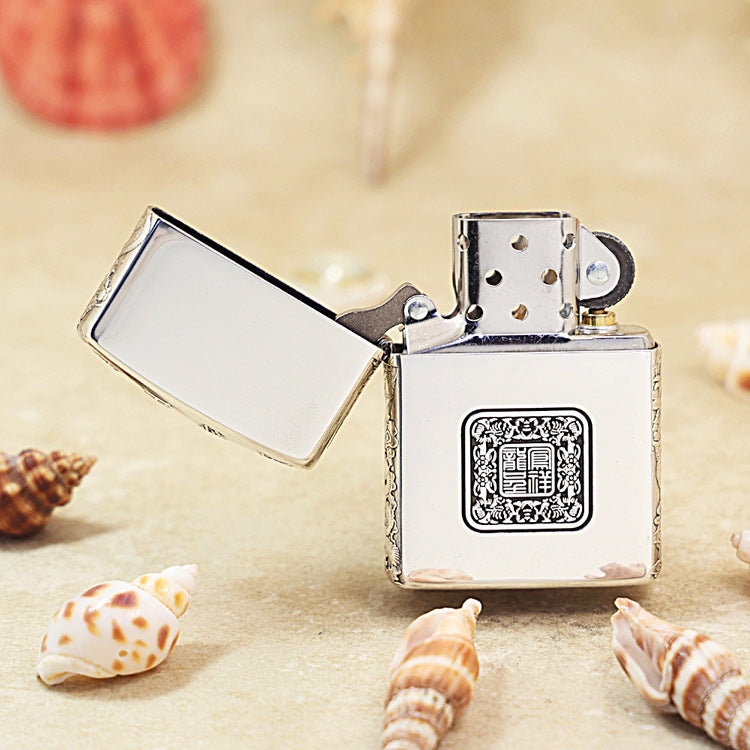 Zippo Argent-Layered 'Dragon and Phoenix Bring Prosperity' - DS139