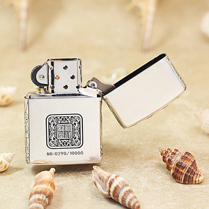 Zippo Argent-Layered 'Dragon and Phoenix Bring Prosperity' - DS139