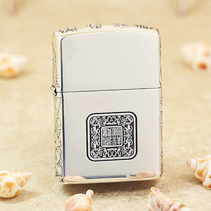 Zippo Argent-Layered 'Dragon and Phoenix Bring Prosperity' - DS139