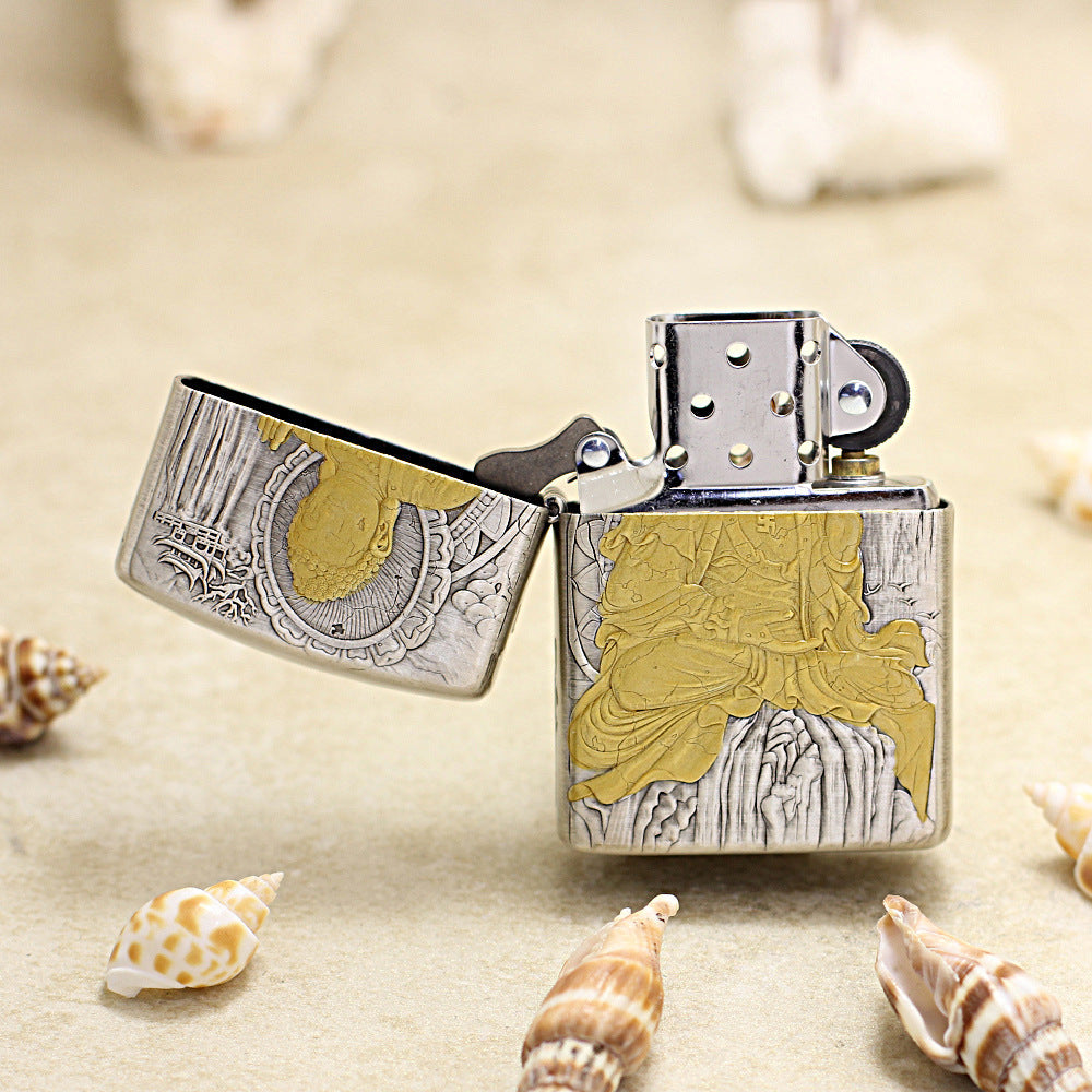 Zippo Argent-Layered 'Enlightenment Buddha' with Gold Accents - DS149