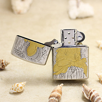 Zippo Argent-Layered 'Enlightenment Buddha' with Gold Accents - DS149