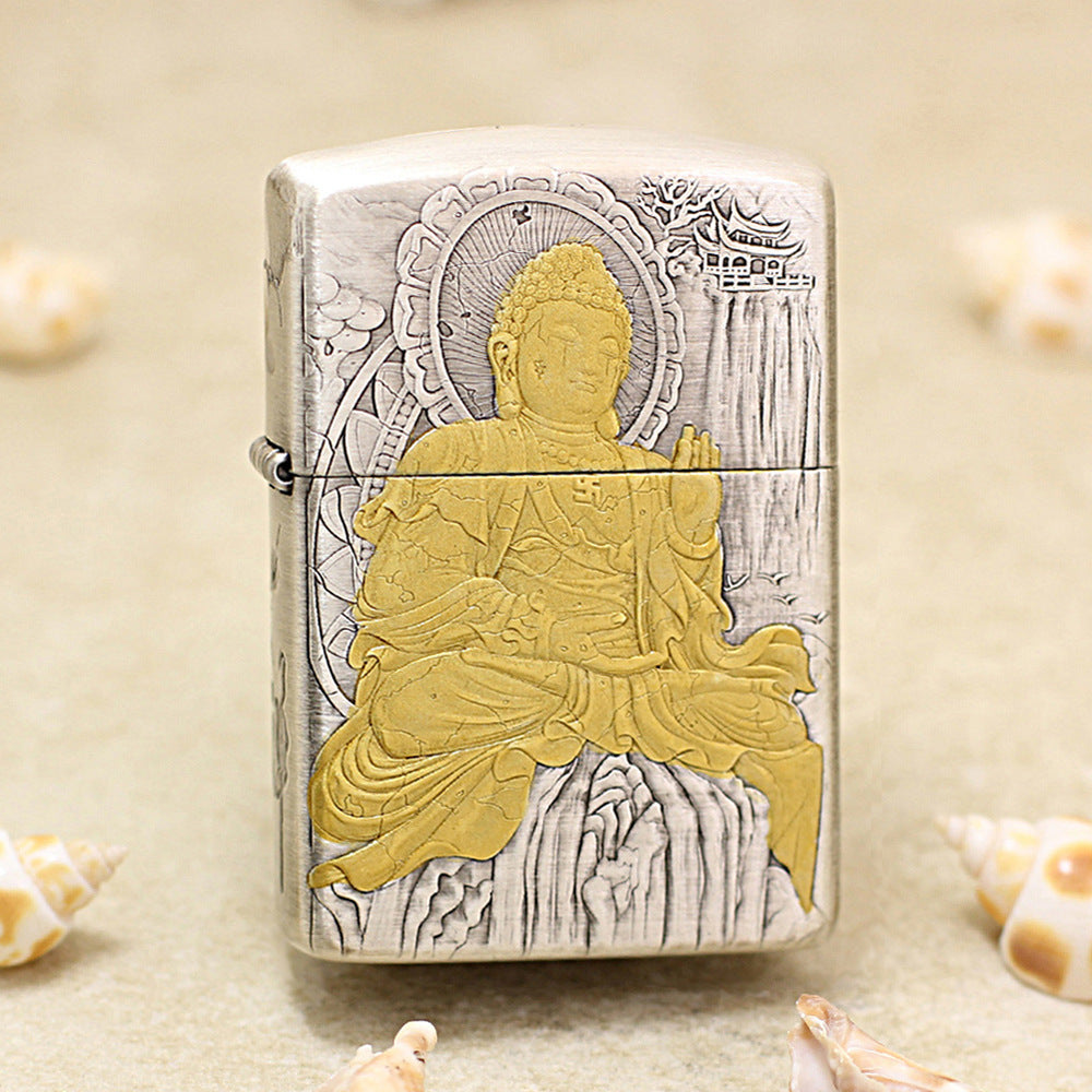 Zippo Argent-Layered 'Enlightenment Buddha' with Gold Accents - DS149