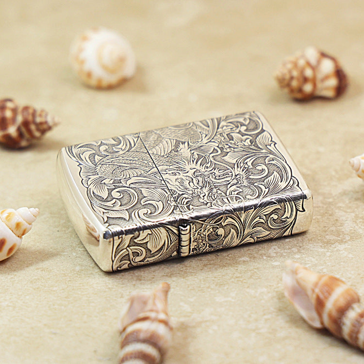 Zippo Argent-Layered 'Tang Grass Dragon' (Bamboo Box Edition) - 162-DS50
