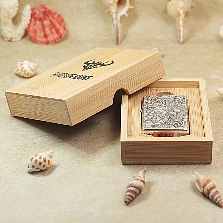 Zippo Argent-Layered 'Tang Grass Dragon' (Bamboo Box Edition) - 162-DS50