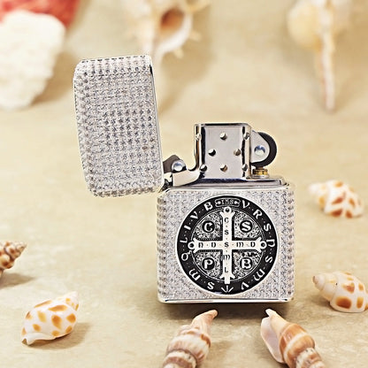 Zippo Argent-Toned Solid Studded St. Benedict's Crucifix Medallion - CM08