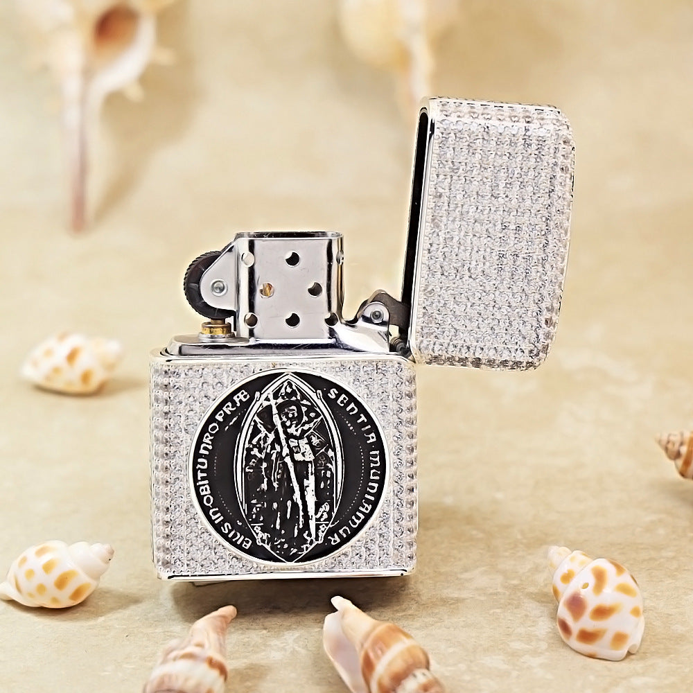 Zippo Argent-Toned Solid Studded St. Benedict's Crucifix Medallion - CM08