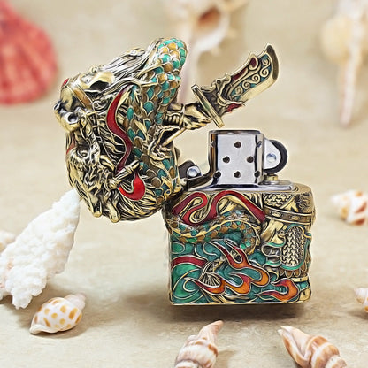 Zippo Argent and Gold Case Bundle Guan Yu God of War - CM26