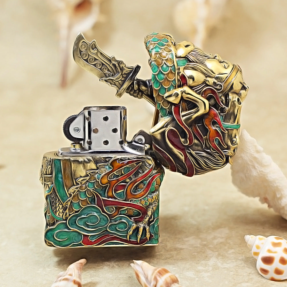 Zippo Argent and Gold Case Bundle Guan Yu God of War - CM26