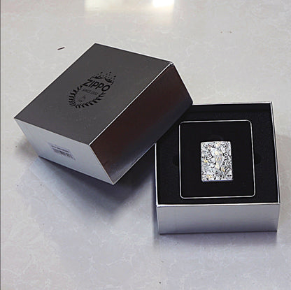 Zippo Argent and Gold Intricate Engraved Koi Fish in Waves - CM04