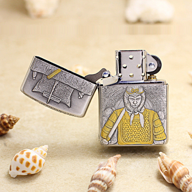 Zippo Argent and Gold Intricate Engraved Monkey King Figure - SC13