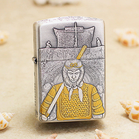 Zippo Argent and Gold Intricate Engraved Monkey King Figure - SC13