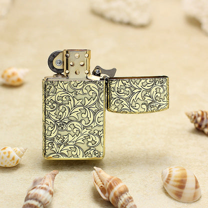 Zippo Slim Premium Shine Bronze Complete Cover Scrollwork No. 0205 - CC51