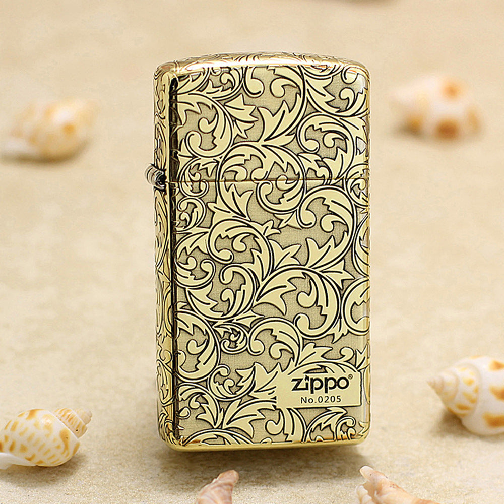 Zippo Slim Premium Shine Bronze Complete Cover Scrollwork No. 0205 - CC51