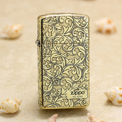 Zippo Slim Premium Shine Bronze Complete Cover Scrollwork No. 0205 - CC51