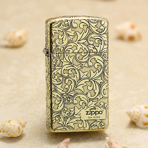 Zippo Slim Premium Shine Bronze Complete Cover Scrollwork No. 0205 - CC51