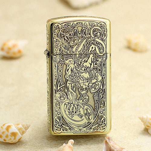 Zippo Slim Vintage Bronze Riches-Attracting Pi Xiu - CC50