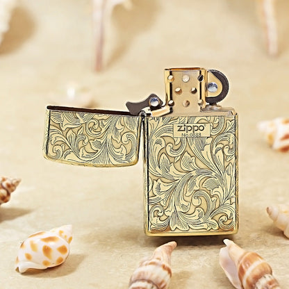 Zippo Slim Premium Shine Bronze Grand Scrollwork No. 0888 - CC49