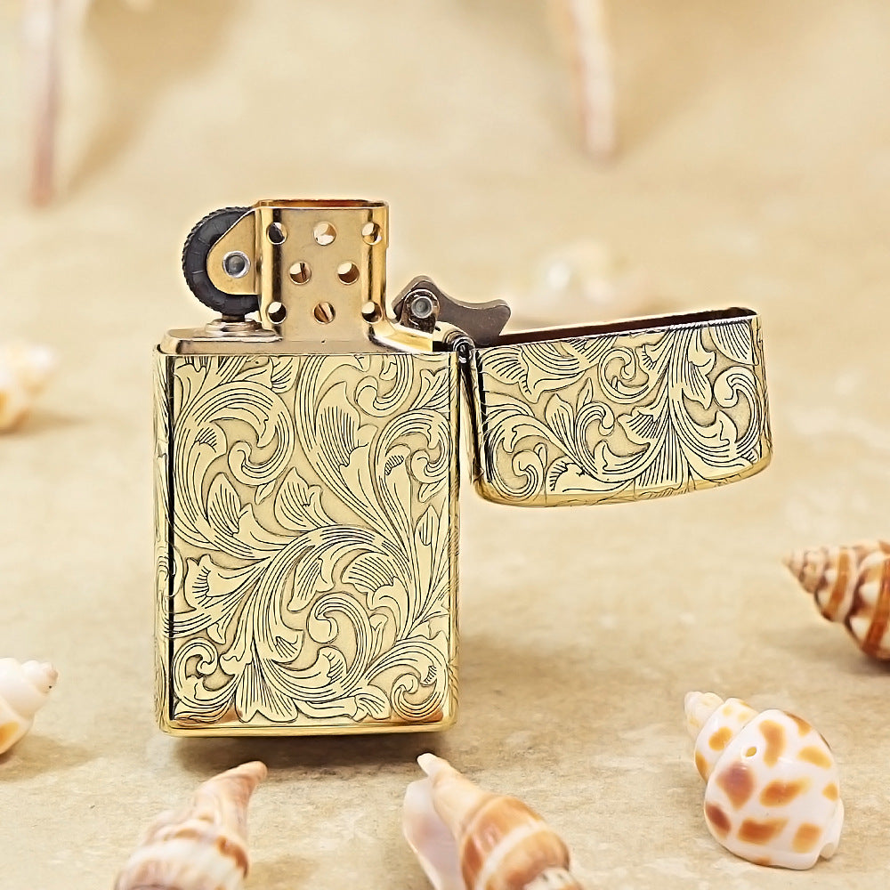 Zippo Slim Premium Shine Bronze Grand Scrollwork No. 0888 - CC49