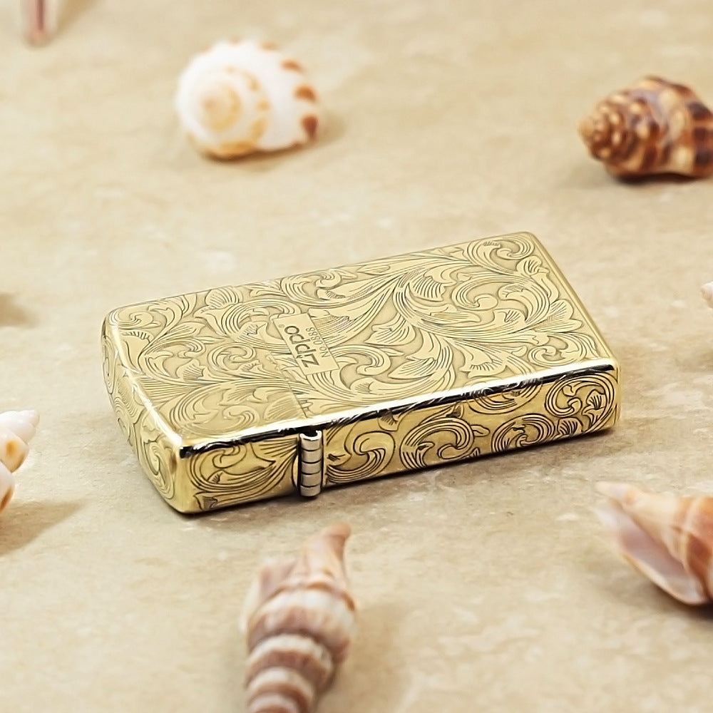 Zippo Slim Premium Shine Bronze Grand Scrollwork No. 0888 - CC49