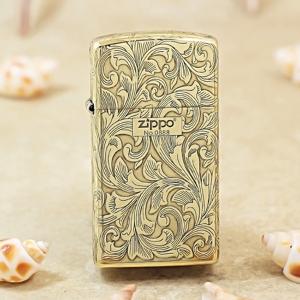 Zippo Slim Premium Shine Bronze Grand Scrollwork No. 0888 - CC49