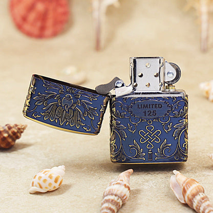 Zippo Smoked Blue Ruyi Peony Limited Version - CC54