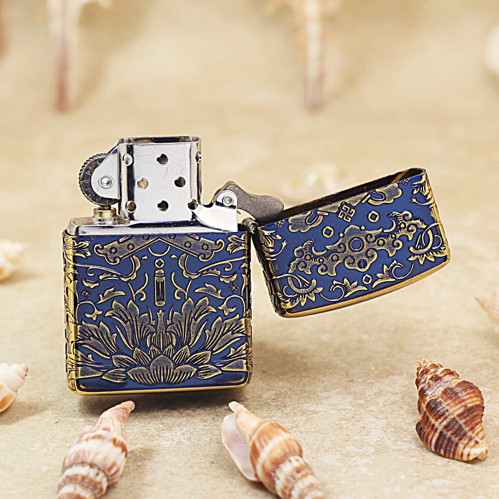 Zippo Smoked Blue Ruyi Peony Limited Version - CC54