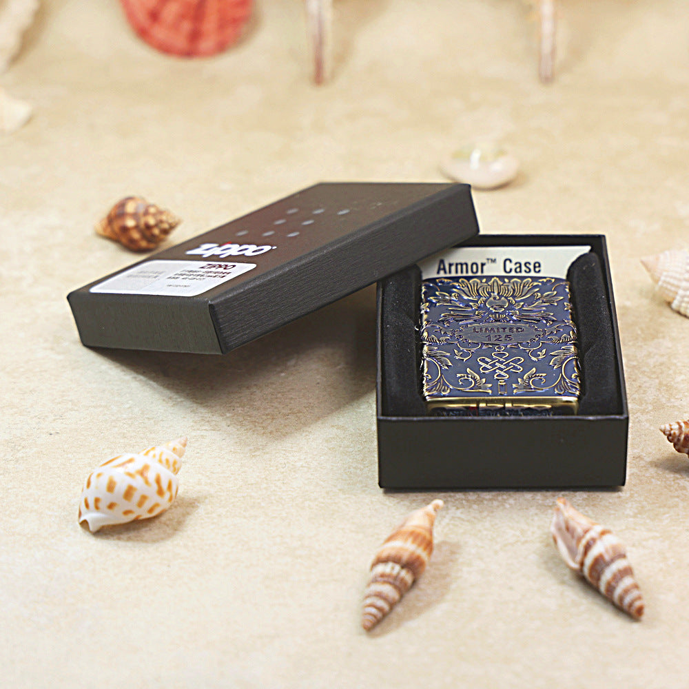 Zippo Smoked Blue Ruyi Peony Limited Version - CC54
