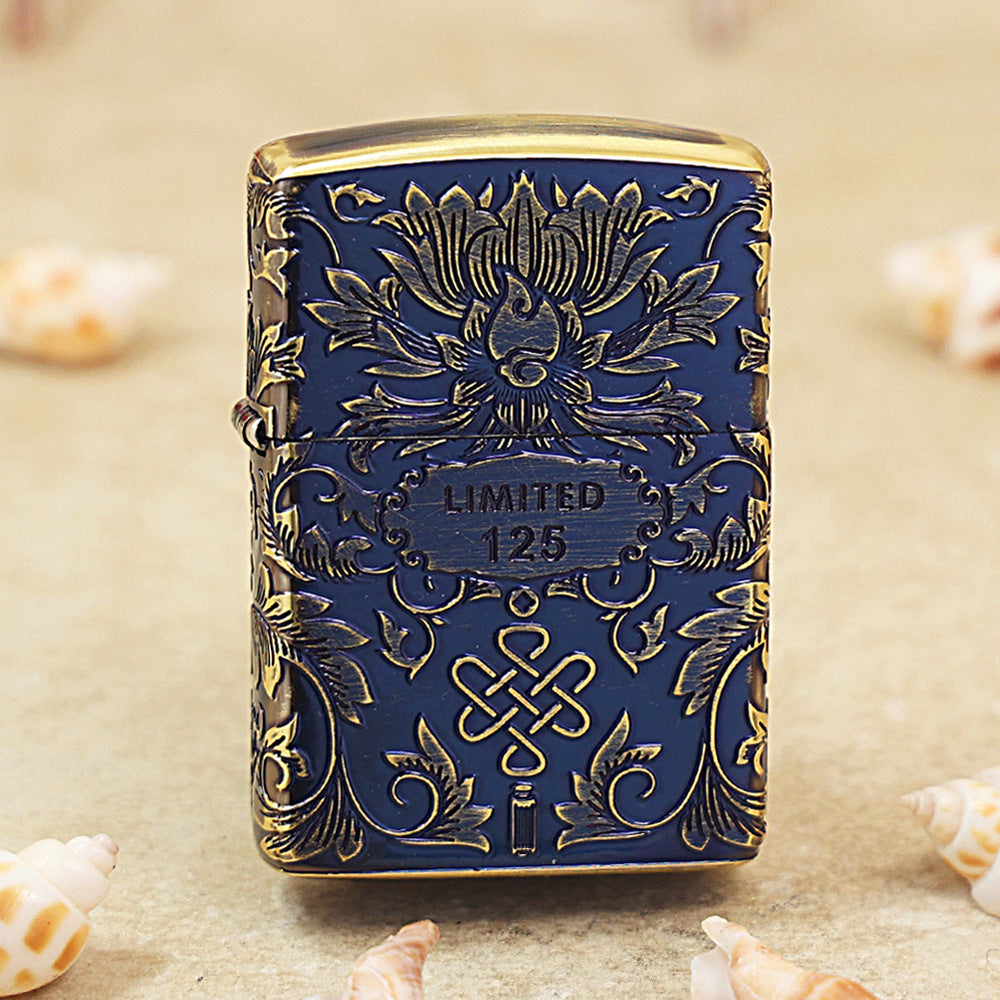 Zippo Smoked Blue Ruyi Peony Limited Version - CC54