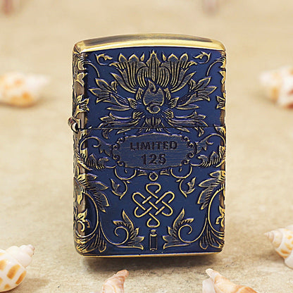 Zippo Smoked Blue Ruyi Peony Limited Version - CC54