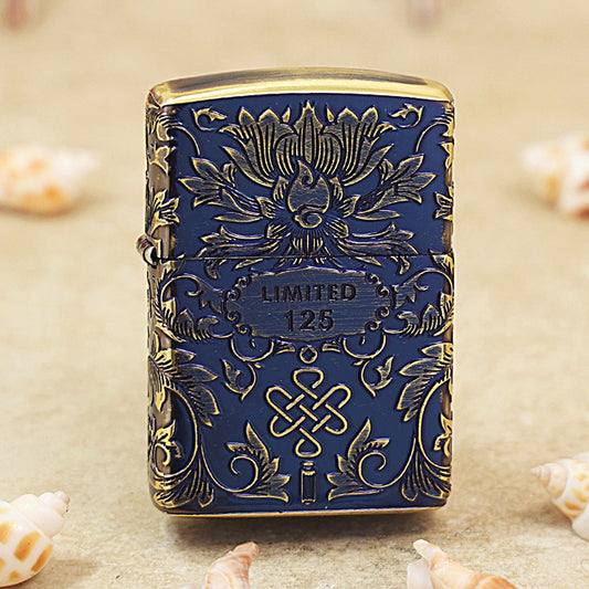 Zippo Smoked Blue Ruyi Peony Limited Version - CC54