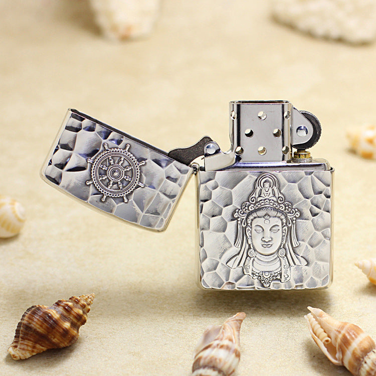 Zippo Textured Argent Layered 3d-embossed Engraved Guanyin Bodhisattva - SC14