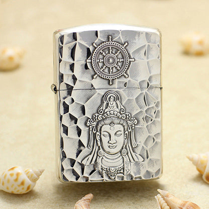 Zippo Textured Argent Layered 3d-embossed Engraved Guanyin Bodhisattva - SC14