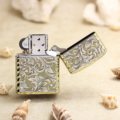 Zippo Two Finish Intricate Engraved Arabesque Pin-Up Maiden in the Wind - SC07