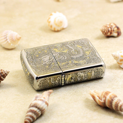 Zippo Two-Finish Intricate Engraved Imperial Serpent and Fortune Symbol - SC27