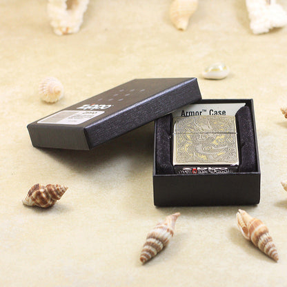 Zippo Two-Finish Intricate Engraved Imperial Serpent and Fortune Symbol - SC27