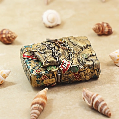 Zippo Vintage Bronze Cool Millionaire Fortune Cat Case Case - CM89