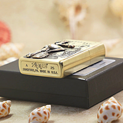 Zippo Vintage Bronze Cowboy Bar Western Saloon Medallion Flame - DS174
