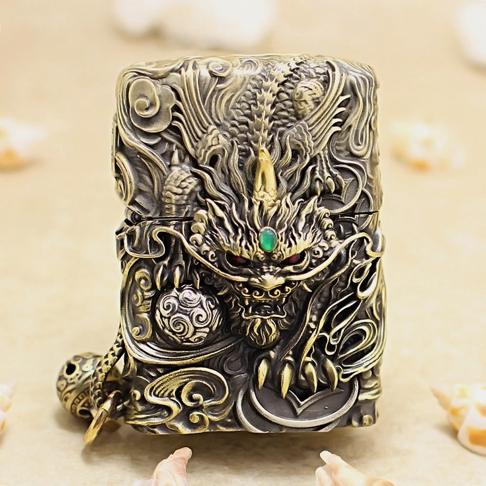 Zippo Vintage Bronze Dynamic Pixiu Mythical Beast Case Case - CM97