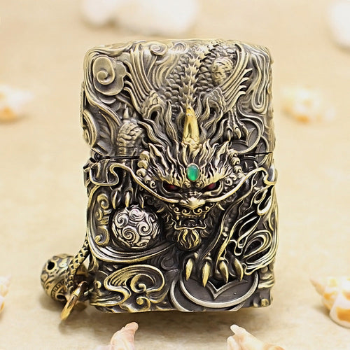 Zippo Vintage Bronze Dynamic Pixiu Mythical Beast Case Case - CM97