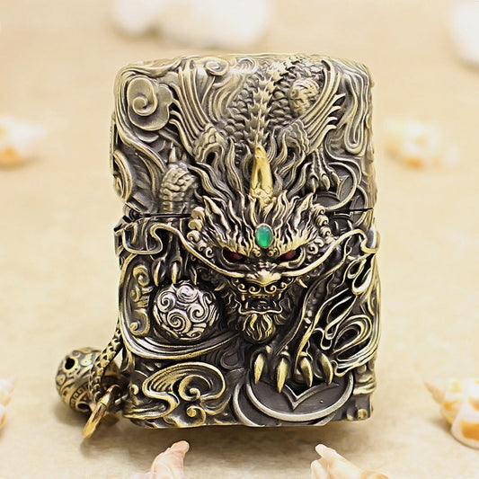 Zippo Vintage Bronze Dynamic Pixiu Mythical Beast Case Case - CM97