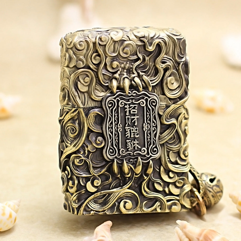 Zippo Vintage Bronze Dynamic Pixiu Mythical Beast Case Case - CM97