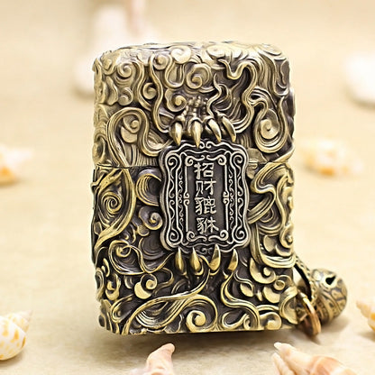 Zippo Vintage Bronze Dynamic Pixiu Mythical Beast Case Case - CM97